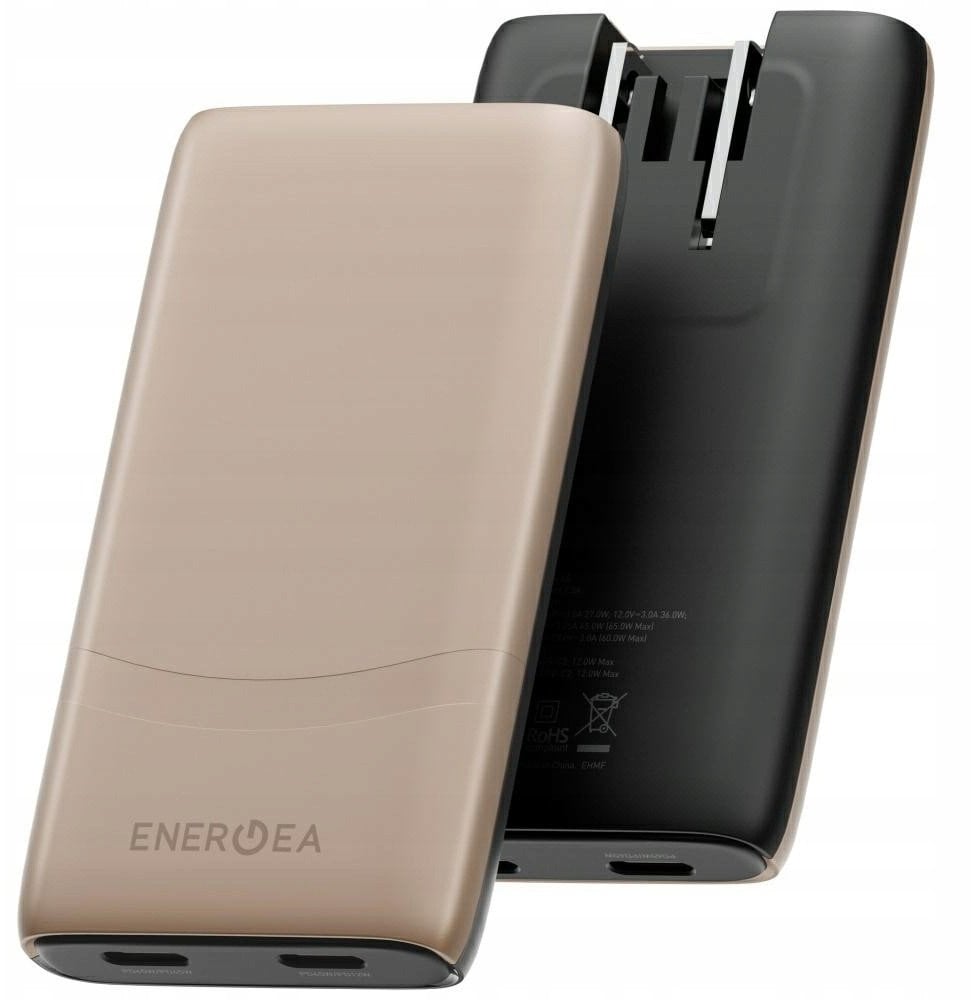 Ładowarka sieciowa Energea TravelWorld Edge 65W 2xUSB-C PD/PPS/QC3.0 (US/UK/EU) złota