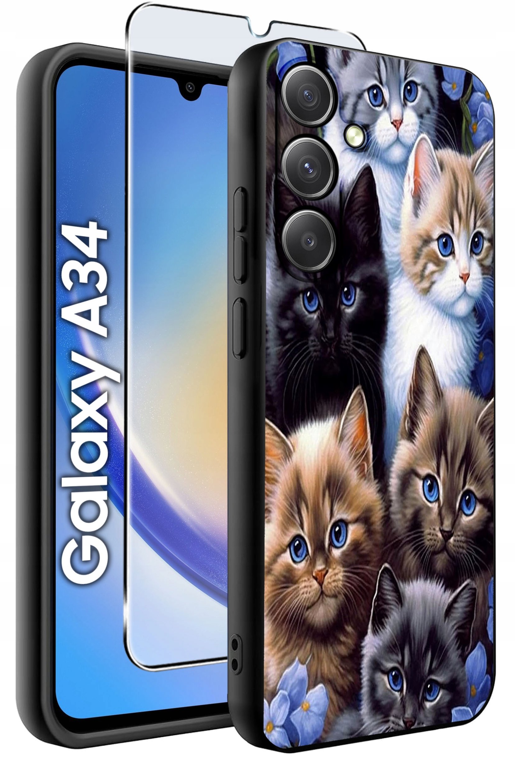 ETUI do Samsung A34 5G WZORY | SILIKONOWE MATT CASE + SZKŁO 9H