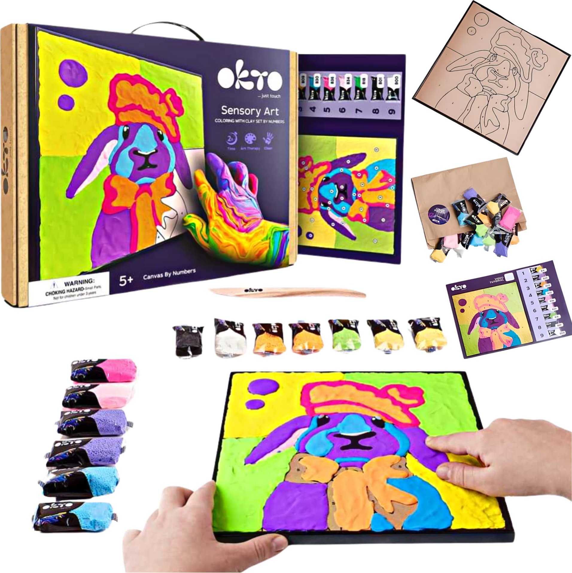 Okto ZESTAW DO MALOWANIA OBRAZU KRÓLIK ZESTAW KREATYWNY ARTYSTYCZNY CIASTOLINA