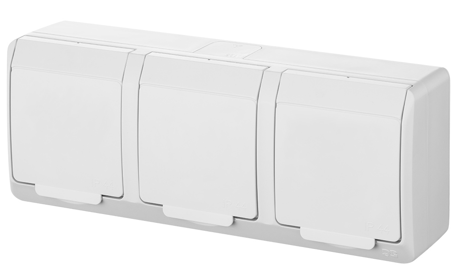 Elektro-Plast Gniazdo natynkowe GNT Hermes 3x2P + Z z klapką białe (0323-02)