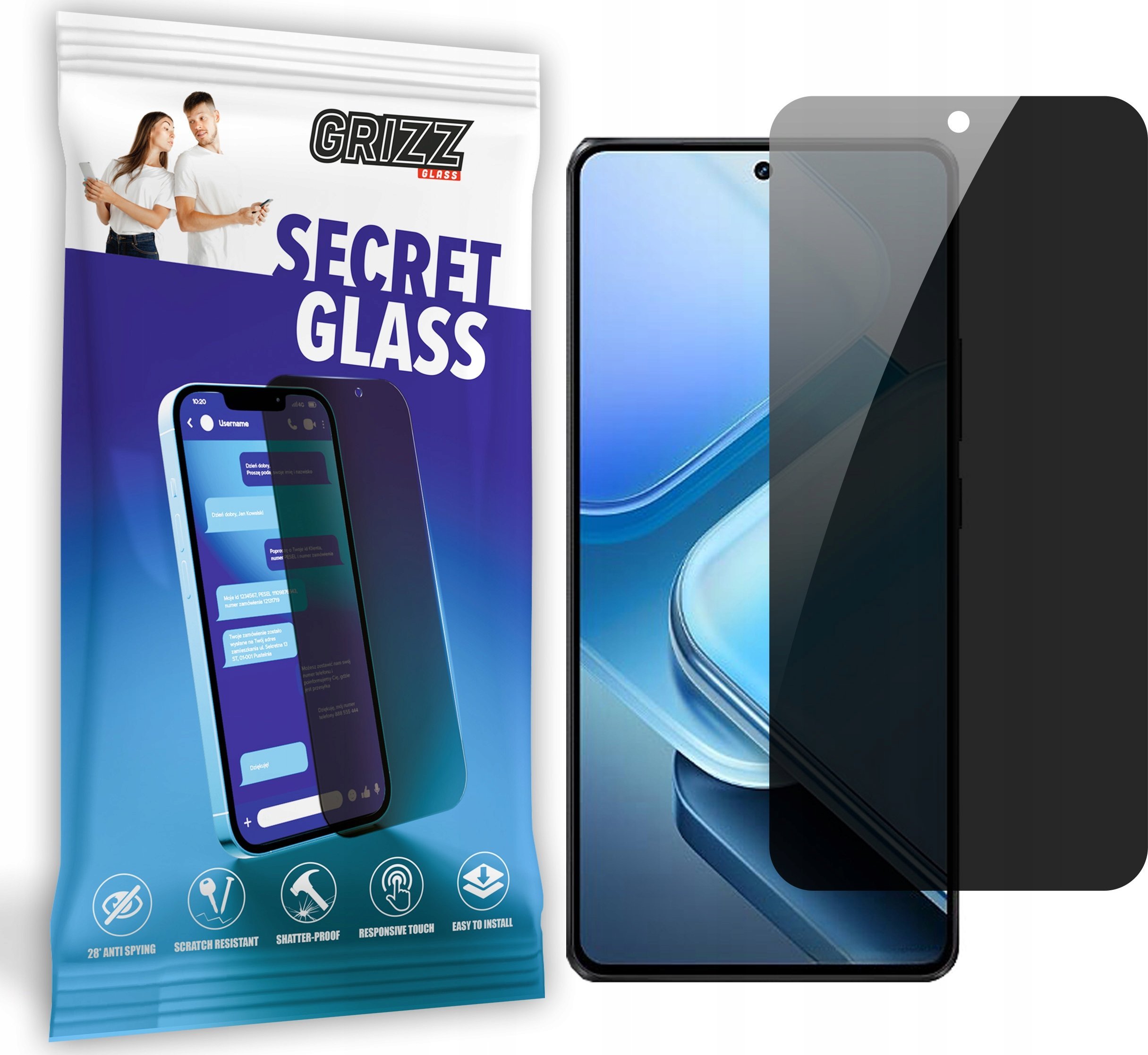 GrizzGlass Szkło prywatyzujące GrizzGlass SecretGlass do Vivo iQOO Z9 Turbo