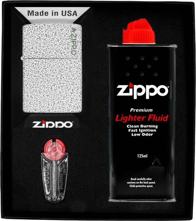 Zestaw ZIPPO Zapalniczka GLACIER LOGO Prezentowy No1