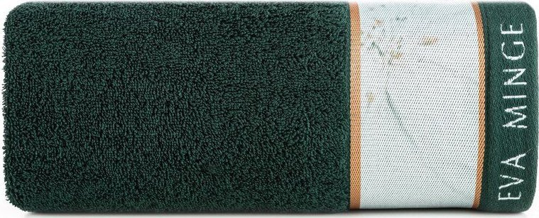 Eurofirany Ręcznik bawełniany z drukowaną bordiurą EVA Minge 50X90 ciemny zielony