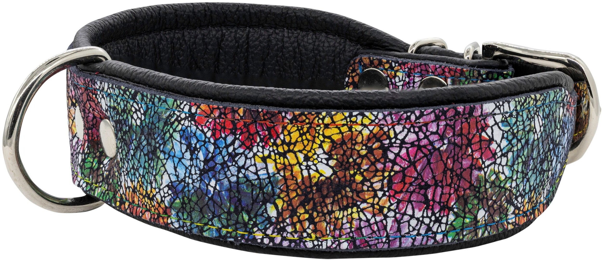 Obroża dla psa skórzana Kwiaty, L-XL, 25mm/55cm