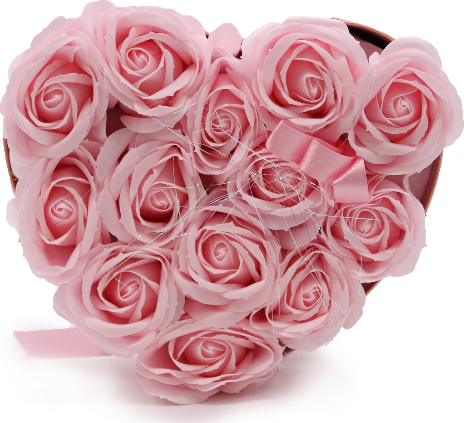 Bispol Mydlany Flower Box - 13 Różowych Róż w Pudełku w kształcie Serca