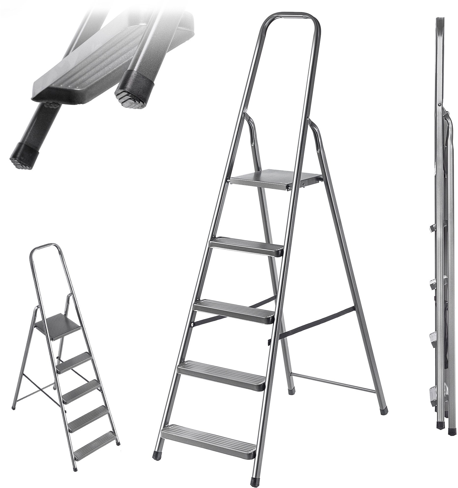 Drabina Stalowa 5 Stopniowa Domowa Drabinka Składana Stopnie Solidna 125kg
