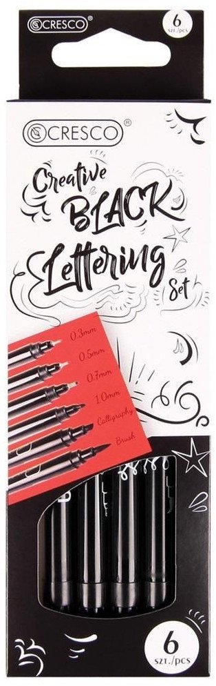 Zestaw 6 pisaków do kaligrafii i liternictwa BLACK EDUKAMP