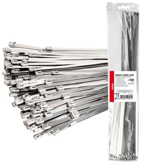 Opaski zaciskowe metalowe ze stali nierdzewnej 7.9x600mm 100 szt. amio-04327