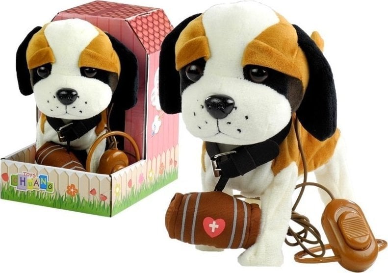 Interaktywny Piesek Bernardyn Na Smyczy + Buda LEAN Toys