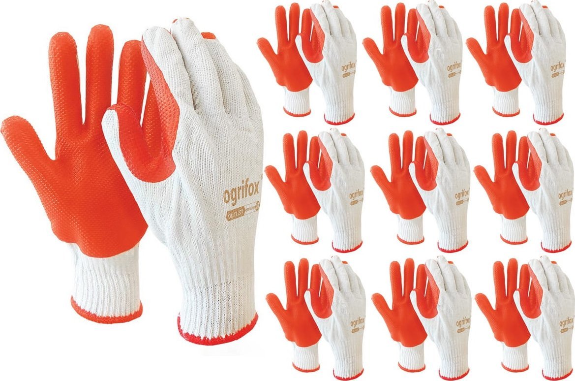 Ogrifox Rękawice Brukarskie / biało-pomarańczowe / Rozmiar: 10 - XL / OX-ORANGINA - 10 Par
