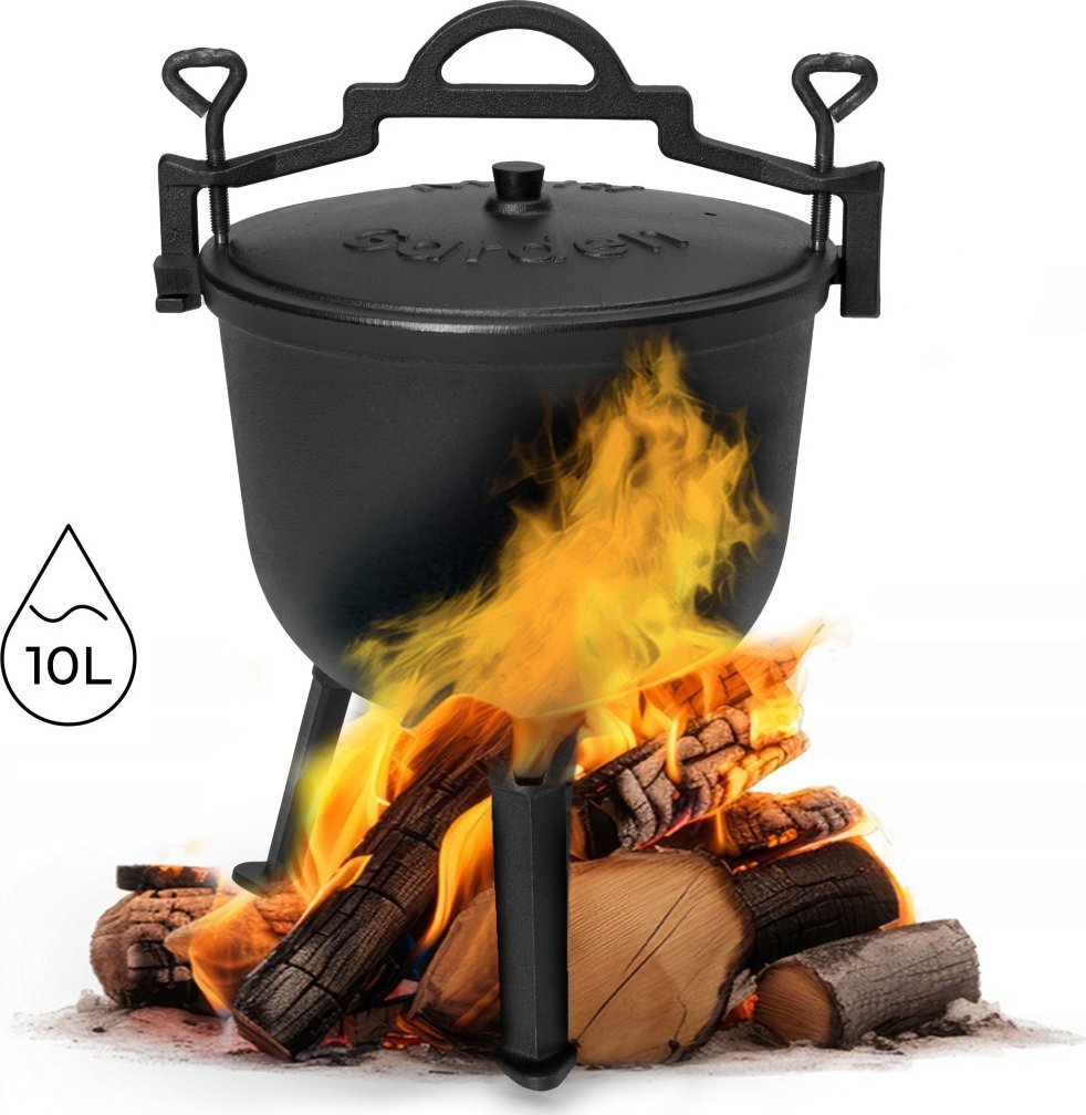 Kociołek żeliwny stojący 10L garnek myśliwski ognisko grill MultiGarden