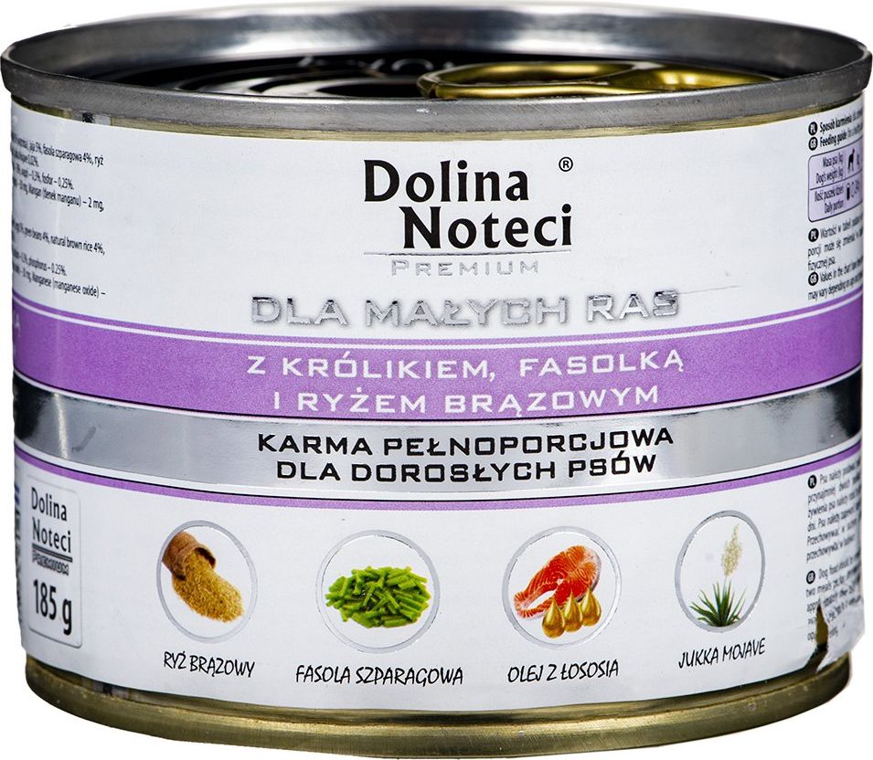 Dolina Noteci Karma dla małych ras Z KRÓLIKIEM FASOLKĄ I RYŻEM BRĄZOWYM 185G