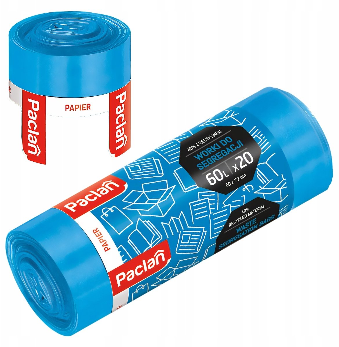 Paclan Worek do segregacji papieru 60l 20 sztuk niebieski