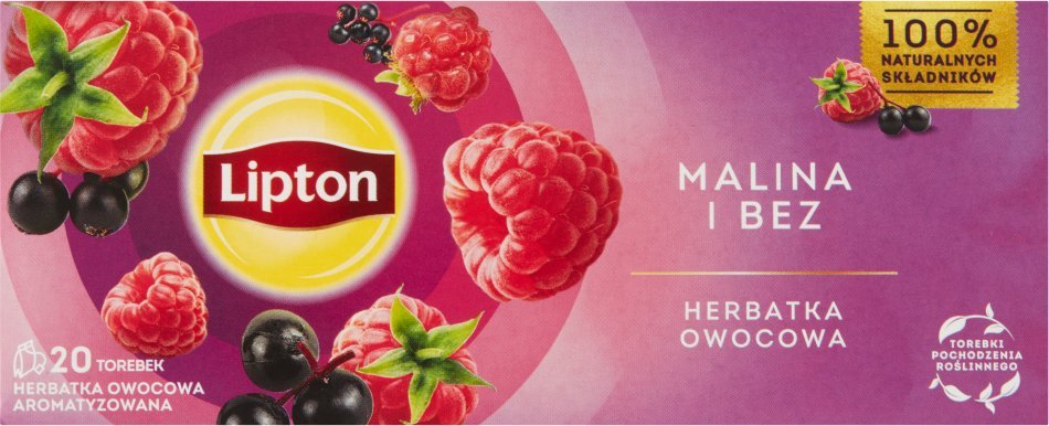 Lipton Lipton Herbatka owocowa malina i bez 32 g (20 torebek)