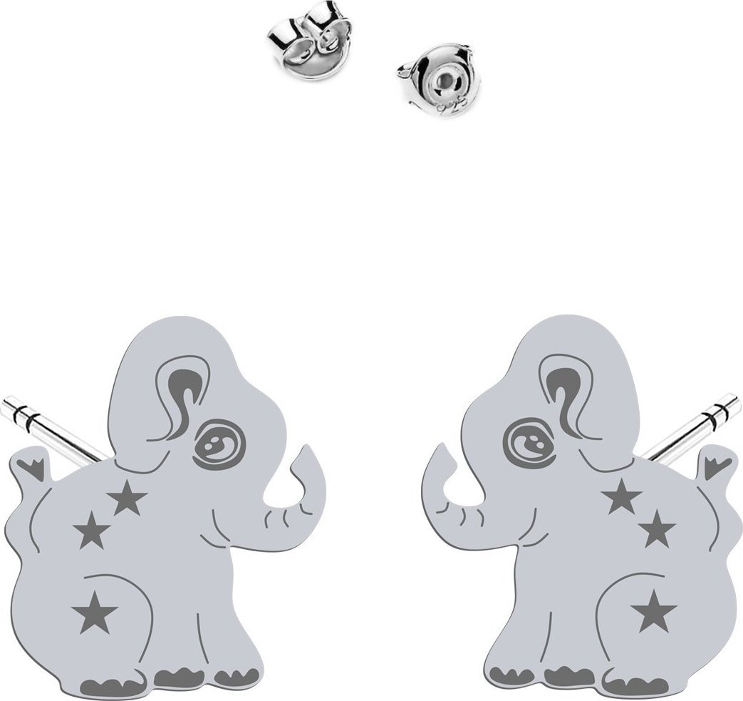 MEJK Jewellery Kolczyki Srebrne Słonik