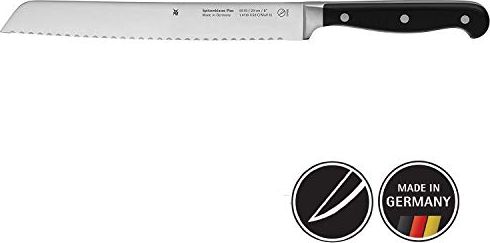 WMF Najwyższa klasa WMF plus nóż do chleba z podwójną ząbkowaną krawędzią 31,5 cm, kuty nóż, cięcie wydajności, uchwyt XL, nitowana plastikowa rączka,
