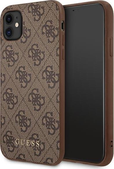 Guess Guess GUHCN61G4GFBR iPhone 11 6,1" brązowy/brown hard case 4G Metal Gold Logo