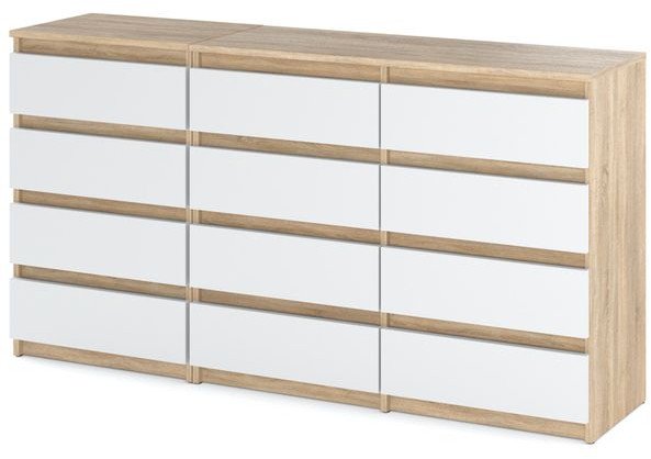 Komoda 12 Szuflad Szafka 180cm Młodzieżowa Salon Sypialnia Sonoma Biały