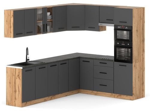 Kuchnia Modułowa Z Blatem Duża 4.6m Marra Narożna Nowoczesna Wotan Szara