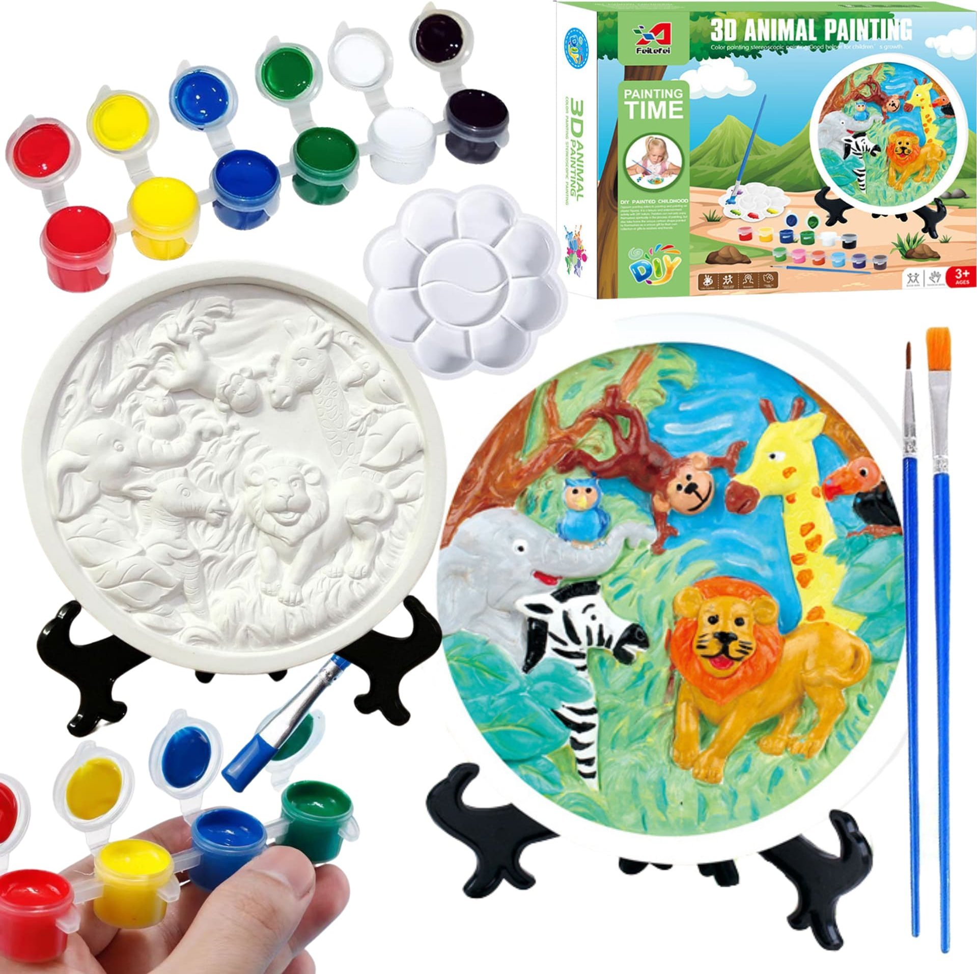 ProNice ZESTAW KREATYWNY GIPSOWY ZWIERZĘTA DO MALOWANIA FARBKI GIPS MAŁY ARTYSTA 3D