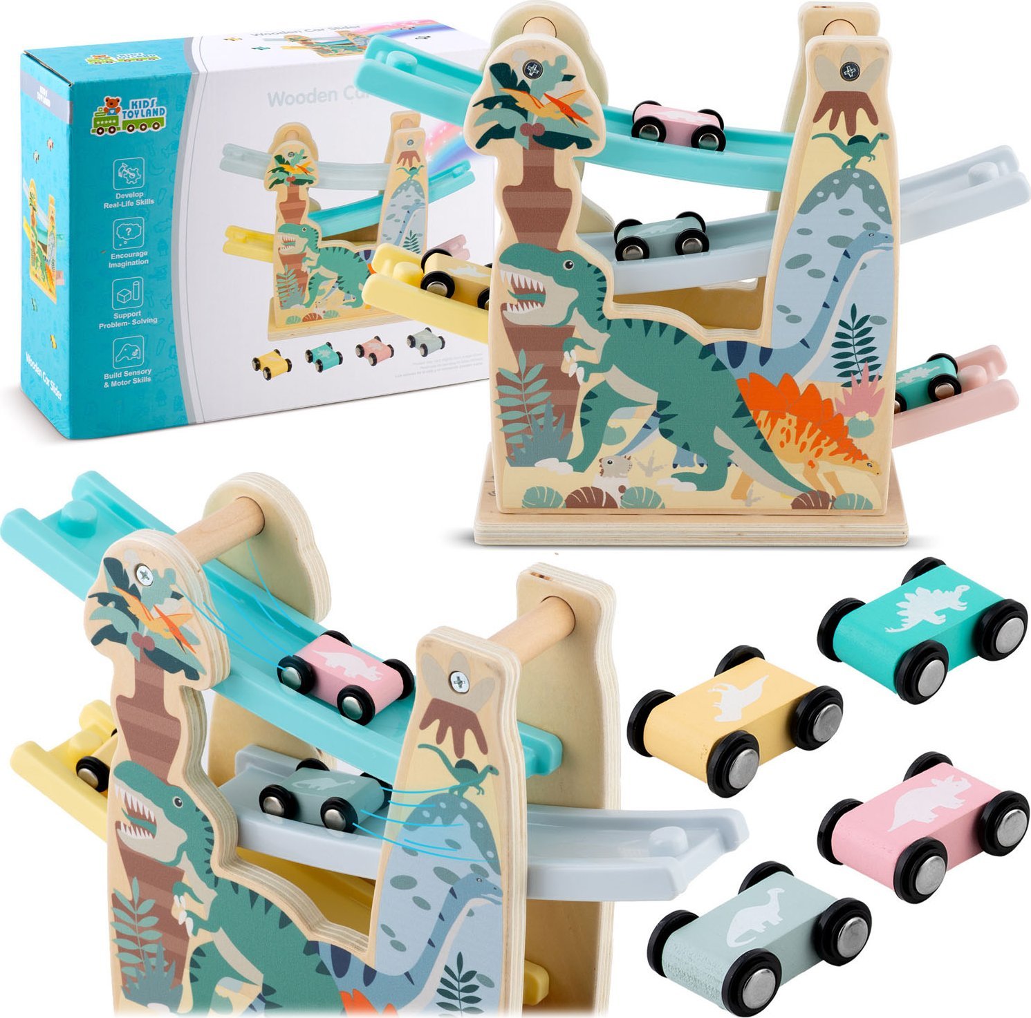 Ricokids Drewniana zabawka zjeżdżalnia z samochodzikami RK-867 Ricokids