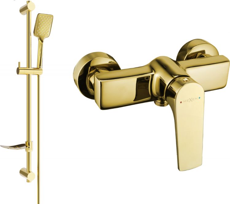 Mexen Mexen Lynx DF62 bateria prysznicowa z zestawem prysznicowym, złota - 74594DF62-50