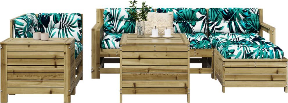 vidaXL 7-częściowy zestaw wypoczynkowy do ogrodu, impregnowana sosna