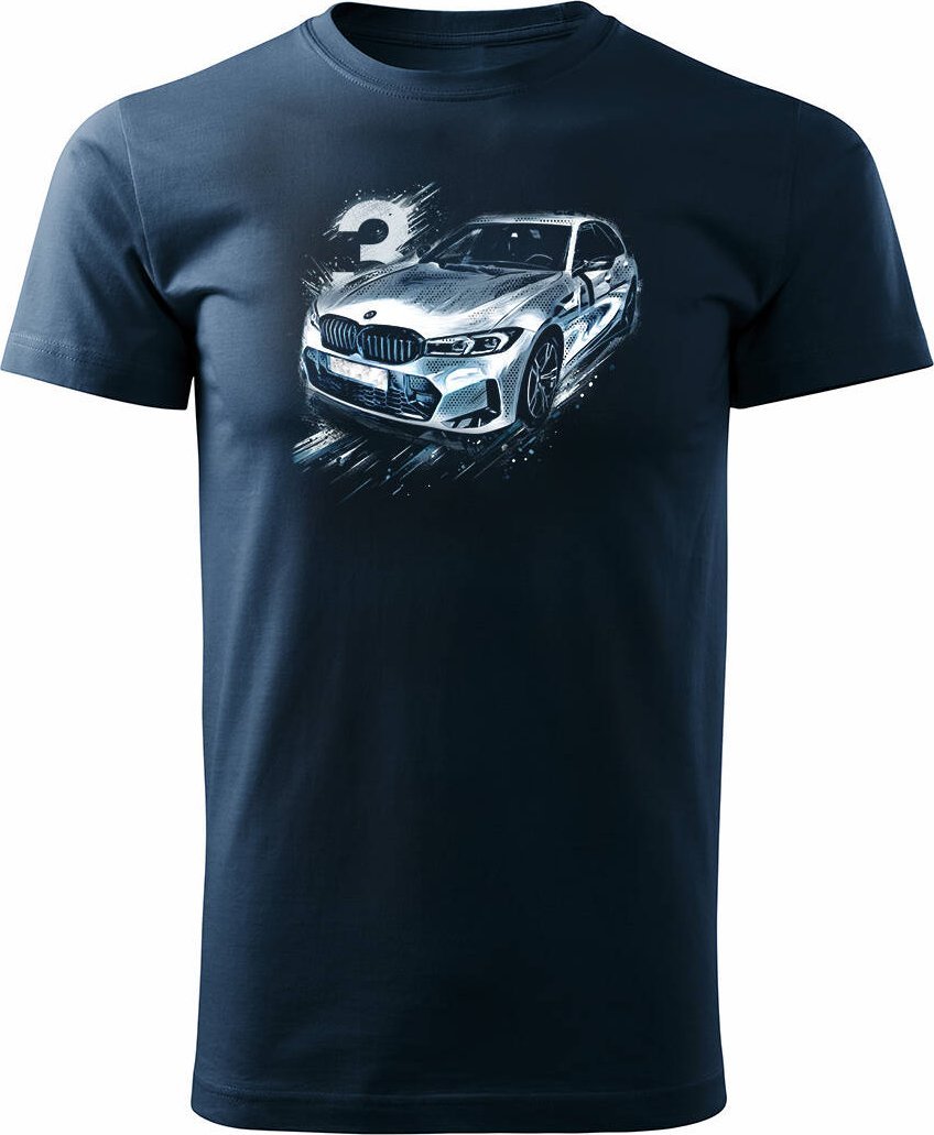 Topslang Koszulka z samochodem BMW serii 3 M3 męska granatowa REGULAR XL