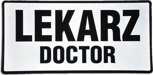 Polska Firma Emblemat LEKARZ DOCTOR odblaskowy na rzepie 31 x 15 cm NOWY