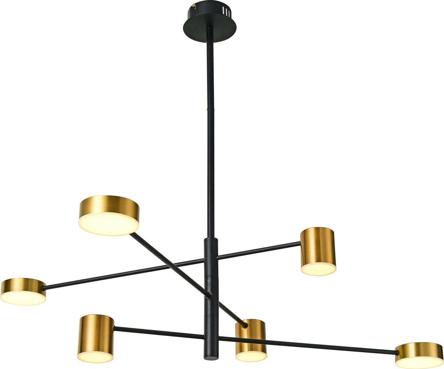 Lampa wisząca Italux Sufitowa LAMPA modernistyczna REMDAL PND-16374-6-BK-GD-4K Italux metalowa OPRAWA molekuły LED 36W 4000K sticks czarne złote