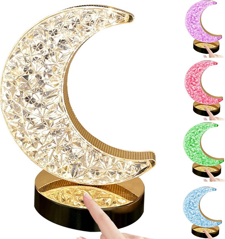 Lampka biurkowa Verk Lampka nocna stołowa księżyc kryształ led rgb usb