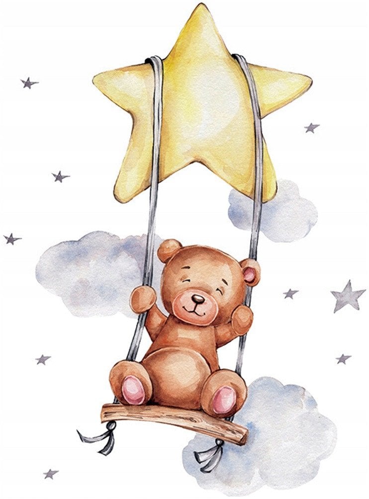 ROOM Decor SIPO-WS63034 NAKLEJKI NA ŚCIANĘ MIŚ HUŚTAWKA GWIAZDA