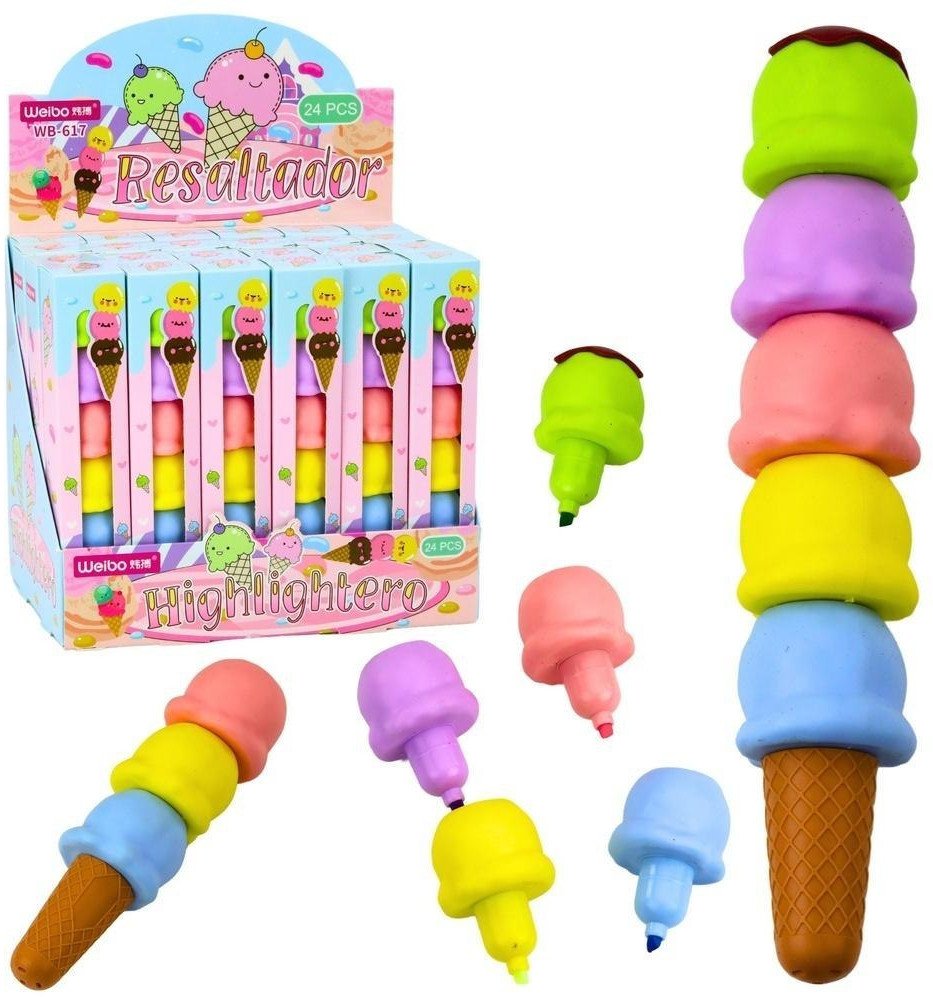 Zakreślacze Lody w rożku pastelowe 5 kolorów