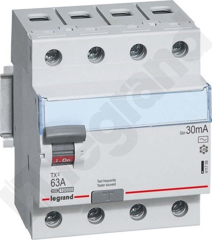 Legrand Wyłącznik różnicowoprądowy P304 4P 63A 30MA TYP AC TX3