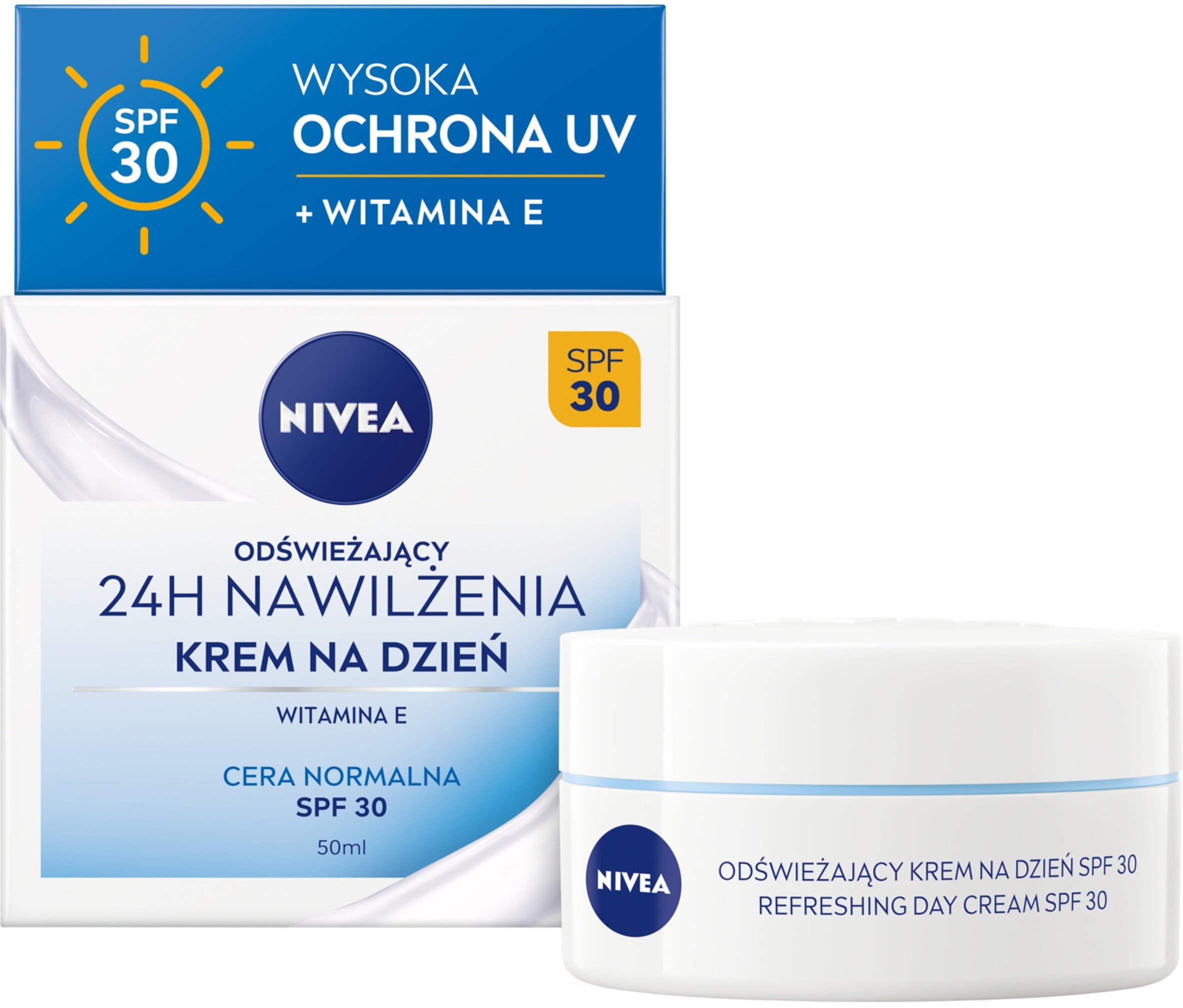 Nivea 24h nawilżenia - Odświeżający krem na dzień do cery normalnej SPF 30 50ml
