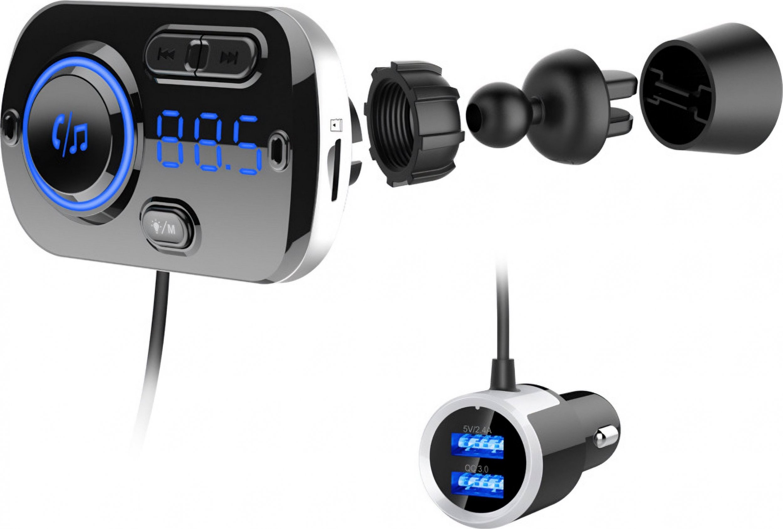 Transmiter FM Retoo TRANSMITER BLUETOOTH 5 EDR ŁADOWARKA MP3 QC 2XUSB