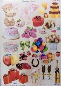 Arkusz do techniki 3D sztancowany urodziny