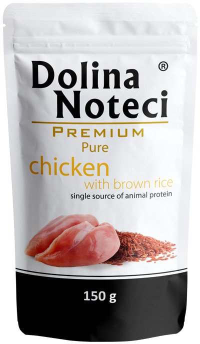 Mokra karma dla psa alergika Dolina Noteci Premium Pure bogata w kurczaka z ryżem saszetka 150 g