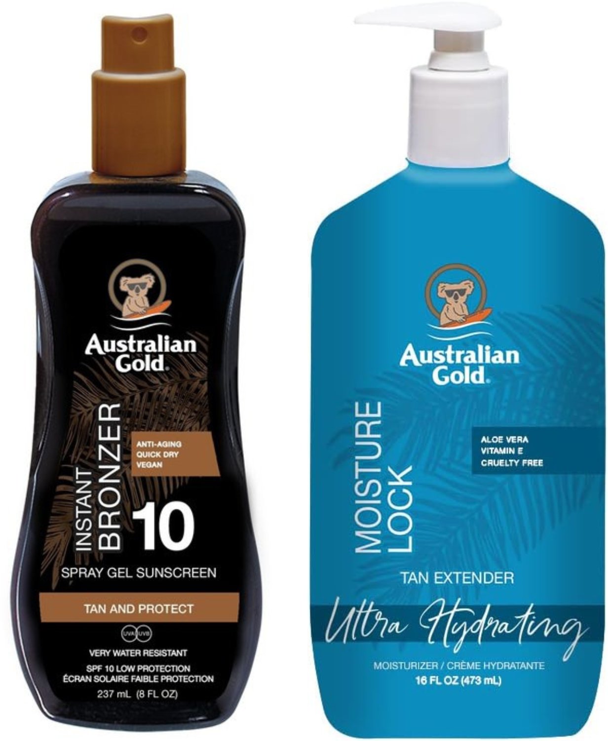 Australian Gold Żel W Sprayu Z Bronzerem SPF10 + Moisture Lock 473ml