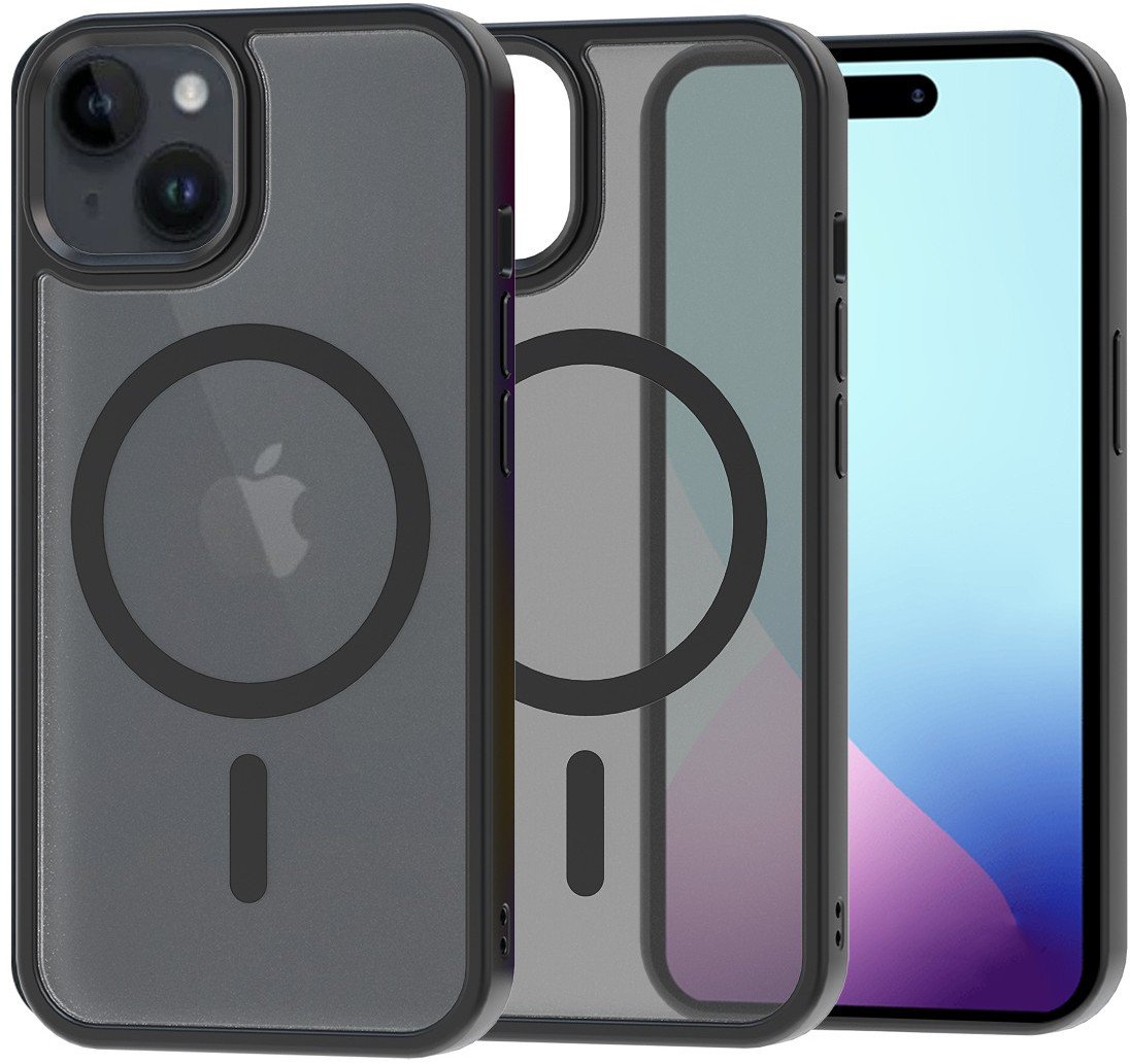 Etui Magnetyczne Magmat Magsafe do iPhone 15 Plus, Półprzezroczyste, Czarne