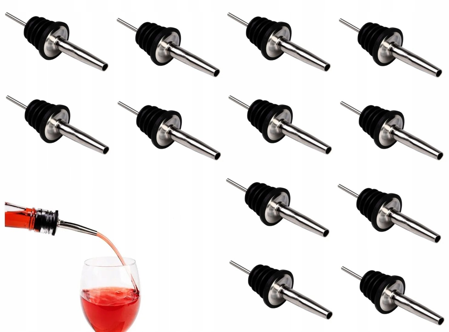 12x DOZOWNIK NALEWAK DO BUTELKI METAL KANZA