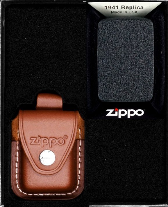 Zestaw ZIPPO Zapalniczka BLACK CRACKLE REPLICA Prezentowy No2