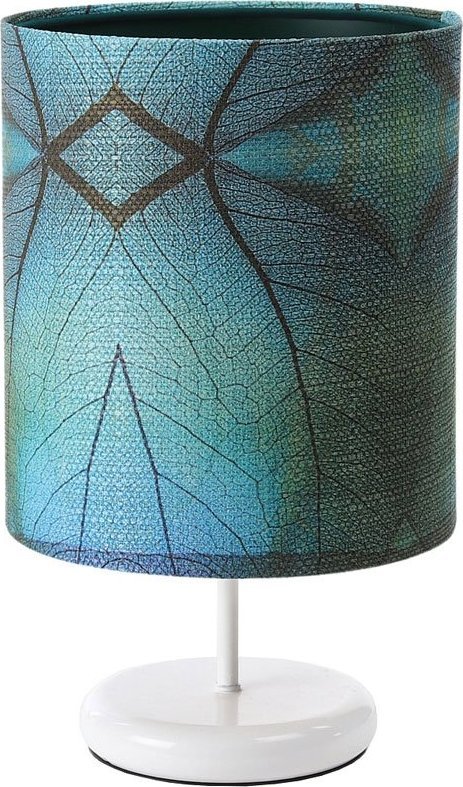 Lampa stołowa Lumes Biała nowoczesna lampka nocna z abażurem - S390-Kerva