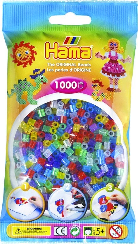 Revell Hama midi perler 1000stk transp. glitter mix
