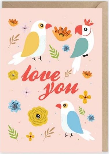 Cardie Kartka okolicznościowa Papużki, eko koperta K029