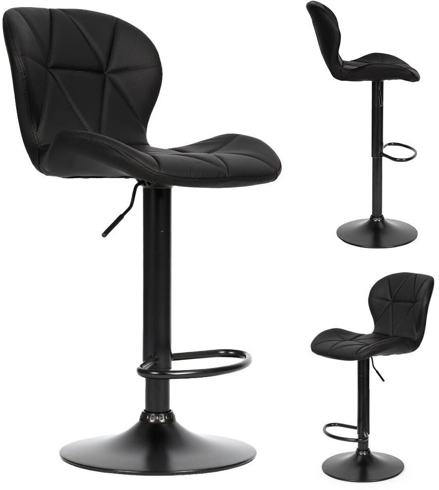 ModernHome Hoker stołek barowy obrotowy regulacja wysokości podnóżek czarny EDUKAMP
