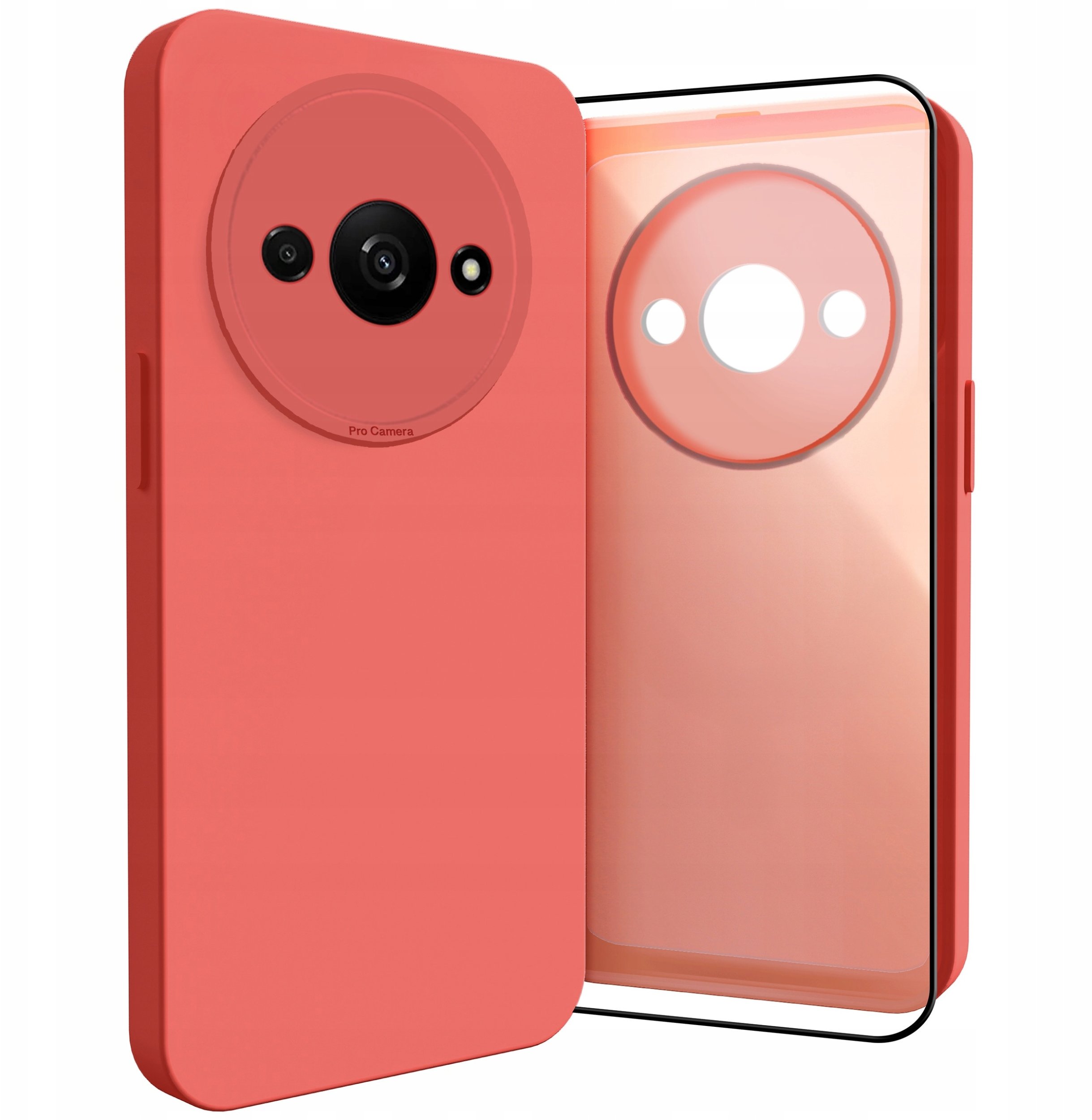 Etui do Xiaomi Redmi A3 (Silikonowe, Osłona Kamery, Czerwone, Case) Szkło