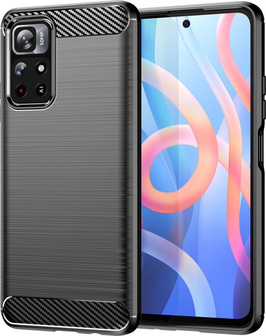 Hurtel Carbon Case elastyczne etui pokrowiec Poco M4 Pro 5G czarny