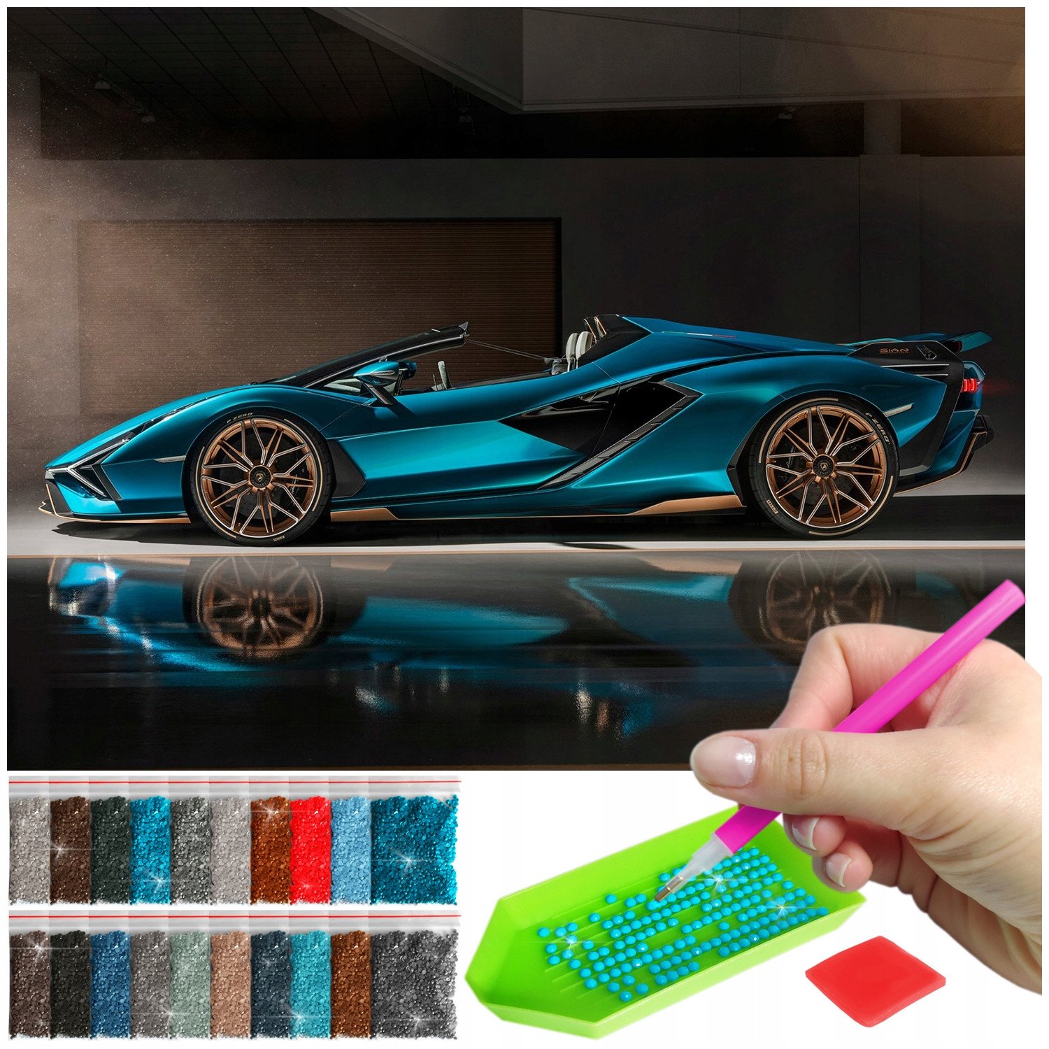 Haft diamentowy diamond painting mozaika dla dzieci 5d samochód wyścig auto