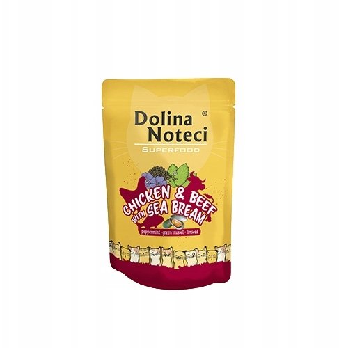 Mokra karma dla kota Dolina Noteci Superfood kurczak i wołowina z doradą saszetka zestaw 10 x 85 g